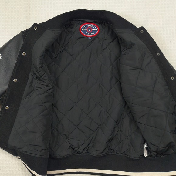 GAP Varsity Classic G 1969 Black Wool Leather Sleeve Letterman Jacket Mens M - Picture 6 of 15